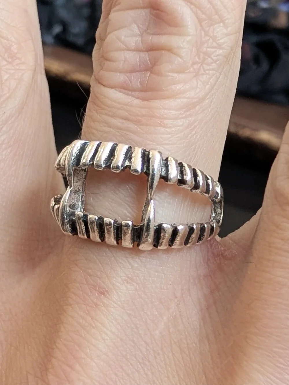 NWT Goth Punk Silver Vampire Teeth Ring Size 7 Unisex